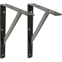 AMIG Plankdrager/planksteun van metaal - 2x - gelakt zwart - H300 x B225 mm - Tot 260 kg - Plankdragers