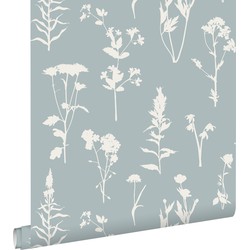 ESTAhome behang veldbloemen lichtblauw - 0,53 x 10,05 m - 139394