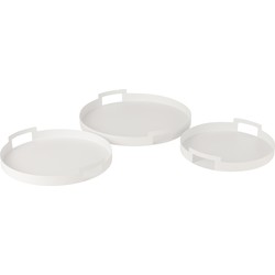 J-line - Set Van 3 Plateau Rond Metaal Wit - 45x45x6.5cm