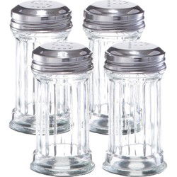 Zeller Peper en zout stel - 2x - glas/metaal - D5 x H9 cm - strooiers - Peper en zoutstel