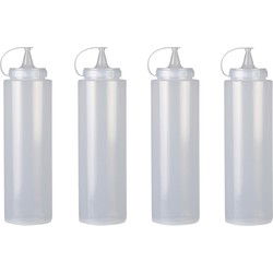 Urban Living Doseerfles/sausfles - 4x - kunststof - met schenktuit - 400 ml - 16 cm - Garneergerei