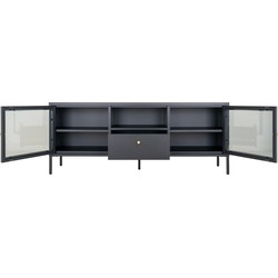 House Nordic Tv-Meubel Dalby Zwart Staal met Glas