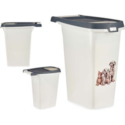 Gondol huisdieren voedsel/voercontainer - voorraad box - kunststof - 10 liter - strooibus dispenser - Voorraadblikken