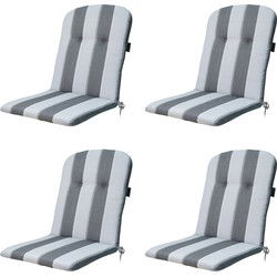 Madison -  Kuipstoelkussen Hoge Rug Banda grey - Ca. 96x45 cm - Set van 4