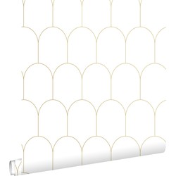 ESTAhome behang art deco motief wit en goud - 0,53 x 10,05 m - 139139