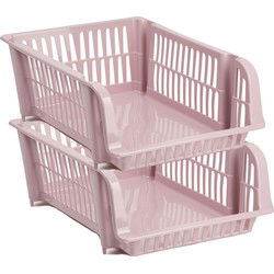 Plasticforte Stapelbare opbergmand - 4x - Oudroze - 20L - kunststof - Opbergmanden