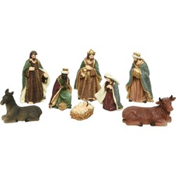 Decoris kerststalbeelden - set 8x stuks - tot 20 cm - polyresin - Kerststallen