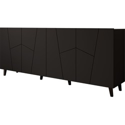 Meubella Dressoir Ezer - Mat zwart - 200 cm