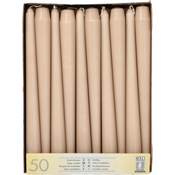 Conpax Candles Dinerkaarsen - 50x stuks - taupe - 25 cm - Dinerkaarsen