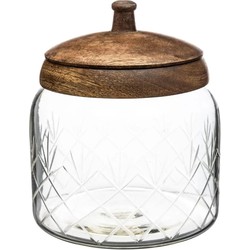 Snoeppot/voorraadpot 1,2L glas met houten deksel - Voorraadpot