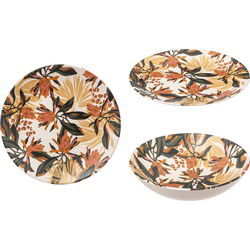 Serviesset  6 persoons Tropical Boudoir - Aardewerk servies 18 delig