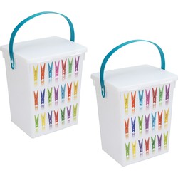 2x Wasmiddelboxen turquoise hengsel 5 liter 23 x 18 cm - Opbergbox