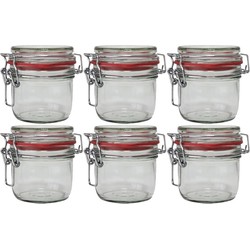 6x Glazen confituren pot/weckpot 200 ml met beugelsluiting en rubberen ring - Weckpotten