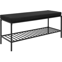 Vita Bench - Bench in black frame and 1 black shelve and cushion