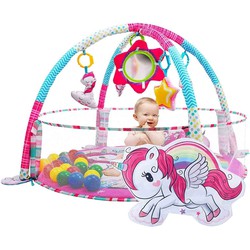 Allerion Luxe Baby Gym Ballenbak Unicorn - Baby 4-in-1 Speelmat - Roze Eenhoorn Thema - 80cm x 80cm