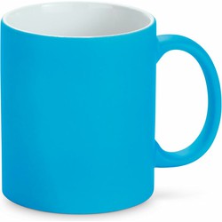 Luxe krijt koffiemok/beker - blauw - keramiek - met all-over schrijfvlak - 350 ml - Bekers