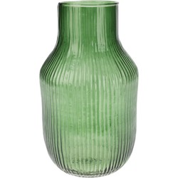 Excellent Houseware glazen vaas / bloemen vazen - groen - 12 x 23 cm - Vazen