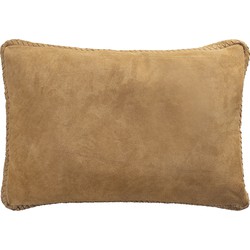 PTMD Suky Camel suede leather cushion rectangle
