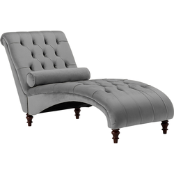 Beliani MURET - Chaise longue-Grijs-Fluweel