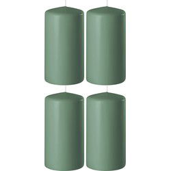 4x Kaarsen groen 6 x 10 cm 36 branduren sfeerkaarsen - Stompkaarsen