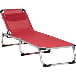 4goodz Aluminium Ligbed Opvouwbaar - Verstelbaar 5 Standen - Rood