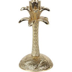 Metalen Kandelaar Palm Goudkleurig maat S 18.5 cm hoog