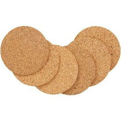 Onderzetters - 6x - 10 cm - kurk - glazen onderleggers - Glazenonderzetters