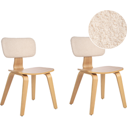 Beliani LUCINDA - Eetkamerstoel-Beige-Bouclé