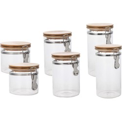 Set van 6x stuks glazen voorraadpotten/voorraadbussen met beugelsluiting 1800ml - 1300ml - 800ml - Voorraadpot