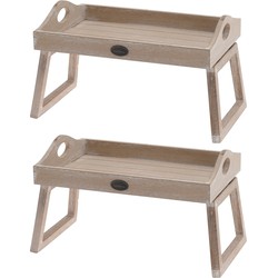 Set van 2x stuks bankleuning dienbladen bruin hout 30 x 20 cm - Dienbladen