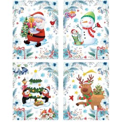 Raamdeco 30x42cm kerst kleur 4asst