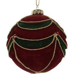 Clayre & Eef Kerstbal Ø 8x8 cm Rood Groen Glas