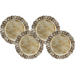 Set van 4x stuks kerstdiner onderborden rond champagne 36 cm - Onderborden