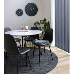 Eetkamerstoel Zwart - Pu-Leer - Stoel Stockholm - Set van 2