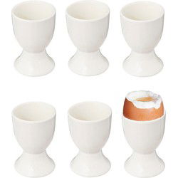 Bellatio Design Eierdopjes Blanche - 6x - keramiek - wit - 5x7 cm - Eierdopjes