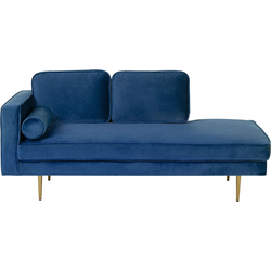 Beliani MIRAMAS - Chaise longue-Blauw-Fluweel