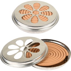 Blik met citronella wierook spiralen - 2x - 14 cm - 6-12 branduren - citrusgeur - Wierookstokjes