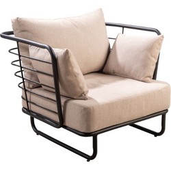 Taiyo lounge chair alu black/flax beige - Yoi