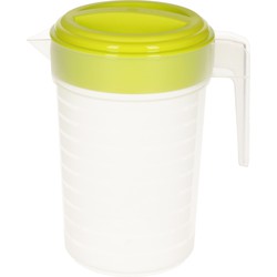 Waterkan/sapkan transparant/groen met deksel 2 liter kunststof - Schenkkannen