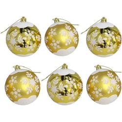 Gerimport Kerstballen - goudkleurig - 6ST - gedecoreerd - D6 cm - Kerstbal