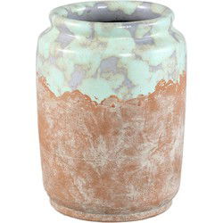 PTMD Bloempot Breffni - 20x20x25 cm - Terracotta - Blauw
