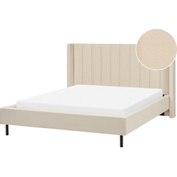 Beliani VILLETTE - Tweepersoonsbed-Beige-Bouclé