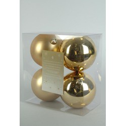 4 stuks - 4 kerstballen licht goud 100 mm