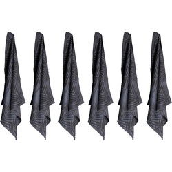 Luxe theedoeken -  6 stuks - 60x65 - patroon palmblad - blauw