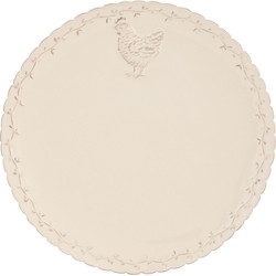 Clayre & Eef Dinerbord  Ø 26 cm Beige Keramiek Rond Kip Eetbord