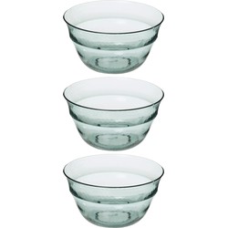 3x stuks Gourmet Slakom/serveer schaal groen relief kunststof - D25 cm - Saladeschalen