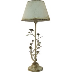 Clayre & Eef Tafellamp  Ø 33x79 cm  Wit Ijzer Rond Bladeren Bureaulamp