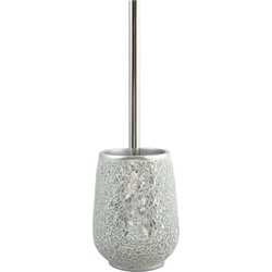MSV Toilet/wc-borstel houder Scarlett - kunststeen - zilver - 36 cm - Toiletborstels