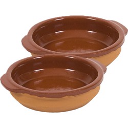 2x Terracotta tapas bakjes/schaaltjes 13 cm - Snack en tapasschalen