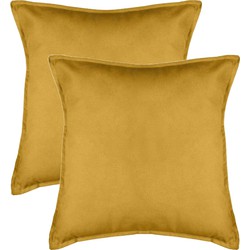Atmosphera Bank/sierkussens huiskamer Sophia - 2x - 52 x 52 cm - Okergeel - polyester - met rits - Sierkussens